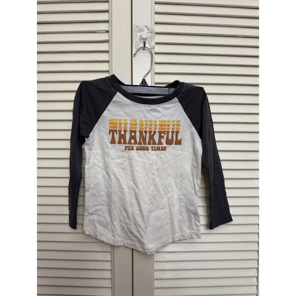Tiny Whales Thankful Long Sleeve Raglan Size 3 - Picture 1 of 6